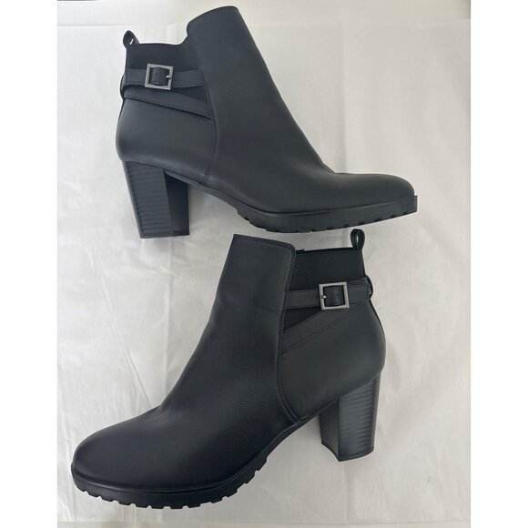 Kelly & Katie Boots Size 11 Black Ankle Office Chic Block Heel Booties Corp Core - Picture 5 of 15